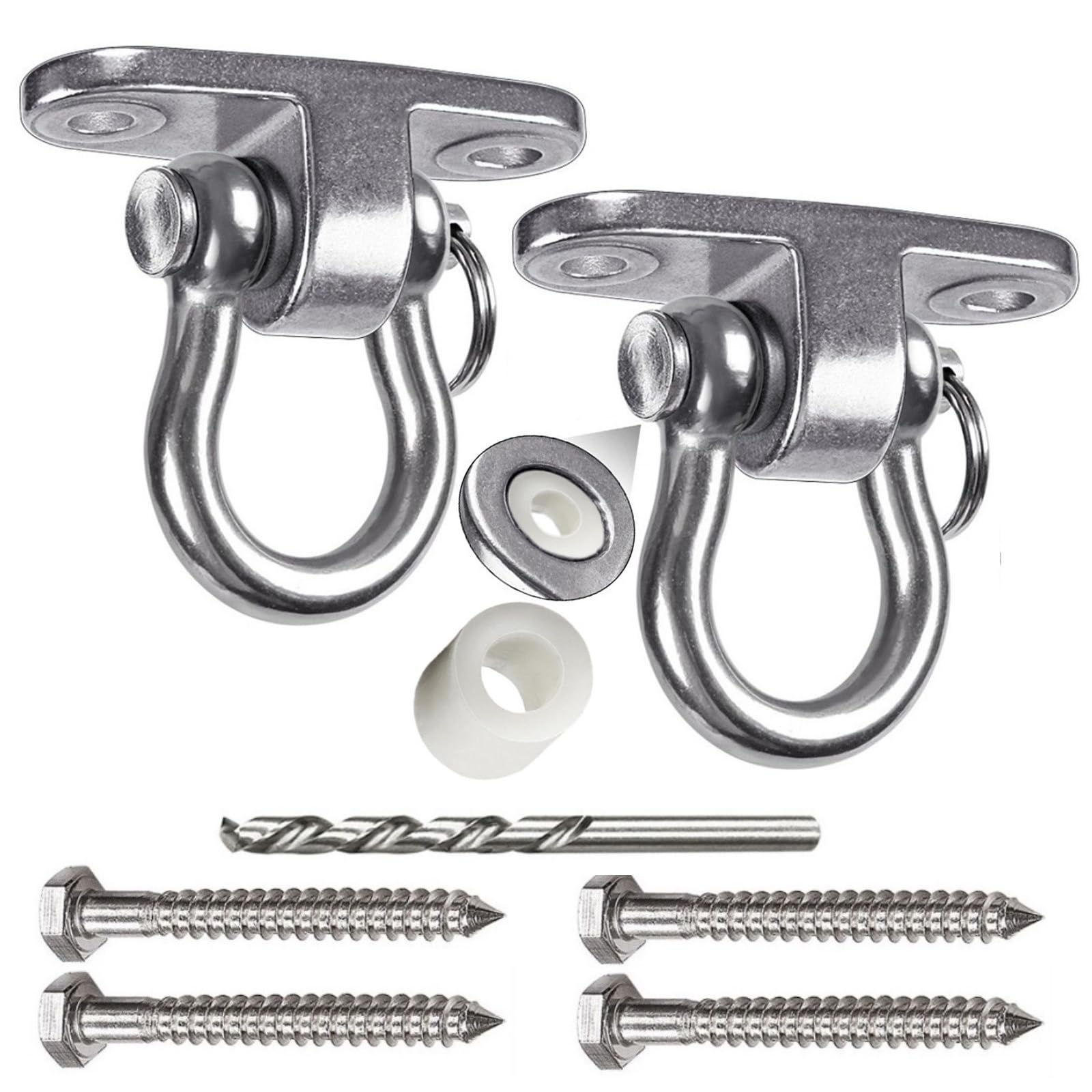 WWFFEN Permanent Antirust Stainless Steel Slient Bearing Swing Hanger,Heavy Duty 180 Rotary Swing, 1500LB Wood Playground Hammoc
