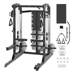 Power Cage, 2000 LB Squat Rack with Dual Pulley Cable Crossover, Multi-Function Home Gym Power Rack with Attachments, Full Body 