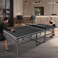 Ping Pong Table Foldable Indoor 8/8.5/9FT Single Player Playback Mode Game Set with Paddles and Balls (Black-8.5x4.3FT)