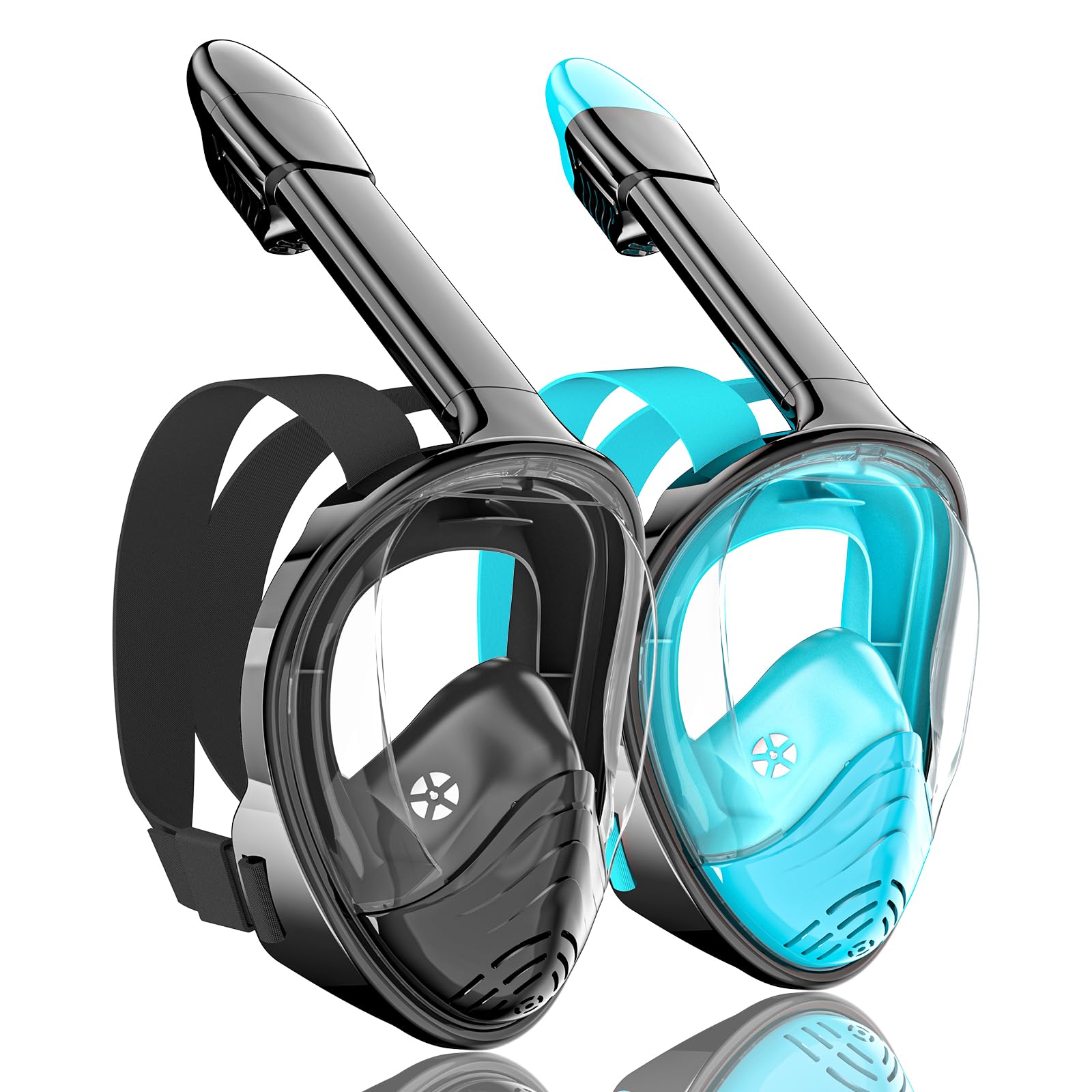 QingSong Full Face Snorkel Mask for Adults, Snorkeling Gear with Camera Mount, 180 Degree Panoramic View Snorkel Set Anti-Fog An