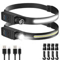 Demlaies Headlamp Rechargeable with Red Light, 2 Pack Super Bright 230 Wide Beam Head Lamp, 30 Hrs Runtime, 8 Modes Waterproof L