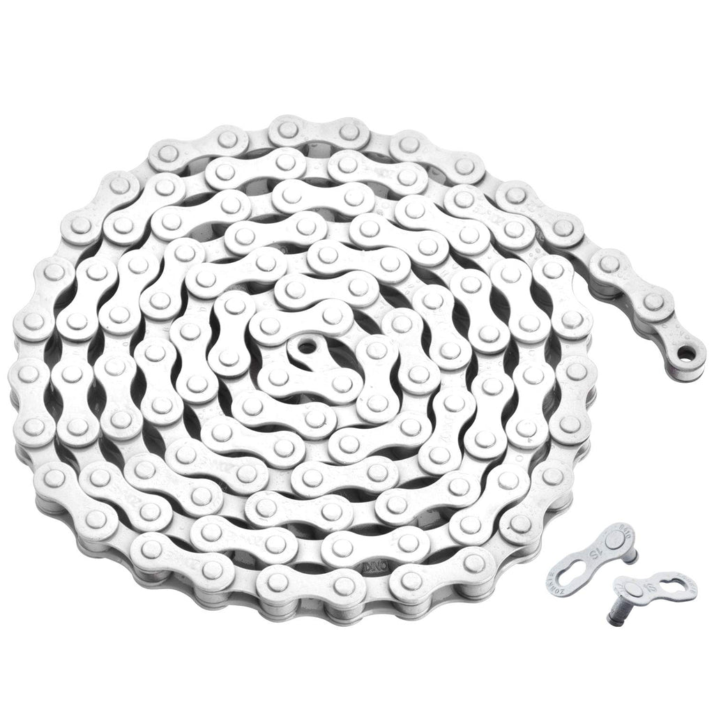 Zonkie Single-Speed Bicycle Chain 1/2 X 1/8 Inch 116 Links (White, 1/2'' 1/8'' 116 Links)