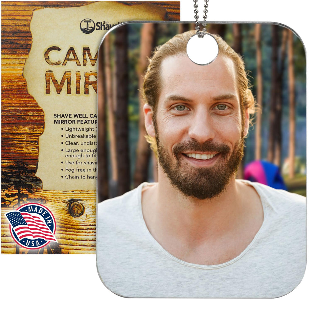 The Shave Well Company Anti-Fog Camping Mirror For Shower, Shaving, Signaling, And More  Fogless Bathroom Shower Mirror For Show