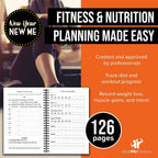 Newme Fitness Journal For Women/Men, Food & Workout Journal, Planner Log Book To Track Weight Loss, Muscle Gain, Gym Bodybuildin