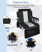 Aooximi Stadium Seats With Back Support, Folding Bleacher Seat With Cup Holders, Mesh Bags And Hide Hooks, Portable Wide Bleache