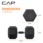 CAP Barbell 100 LB Rubber Coated Hex Dumbbell Hand Weight with Padded Grip - Pair | Comfort Grip