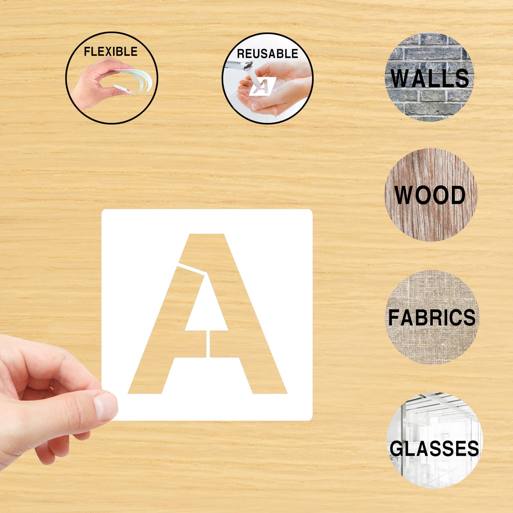 Mossdecal 2 Letter Stencils And Numbers, 36 Pcs Alphabet Art Craft Stencils, Reusable Plastic Number Templates Letter Stencils F