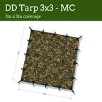 Dd Hammocks - Dd Tarp 3X3 - Mc (10Ft X 10Ft) - 100% Waterproof - Lightweight & Multifunctional Camo Rainfly Tarp Tent Shelter Fo