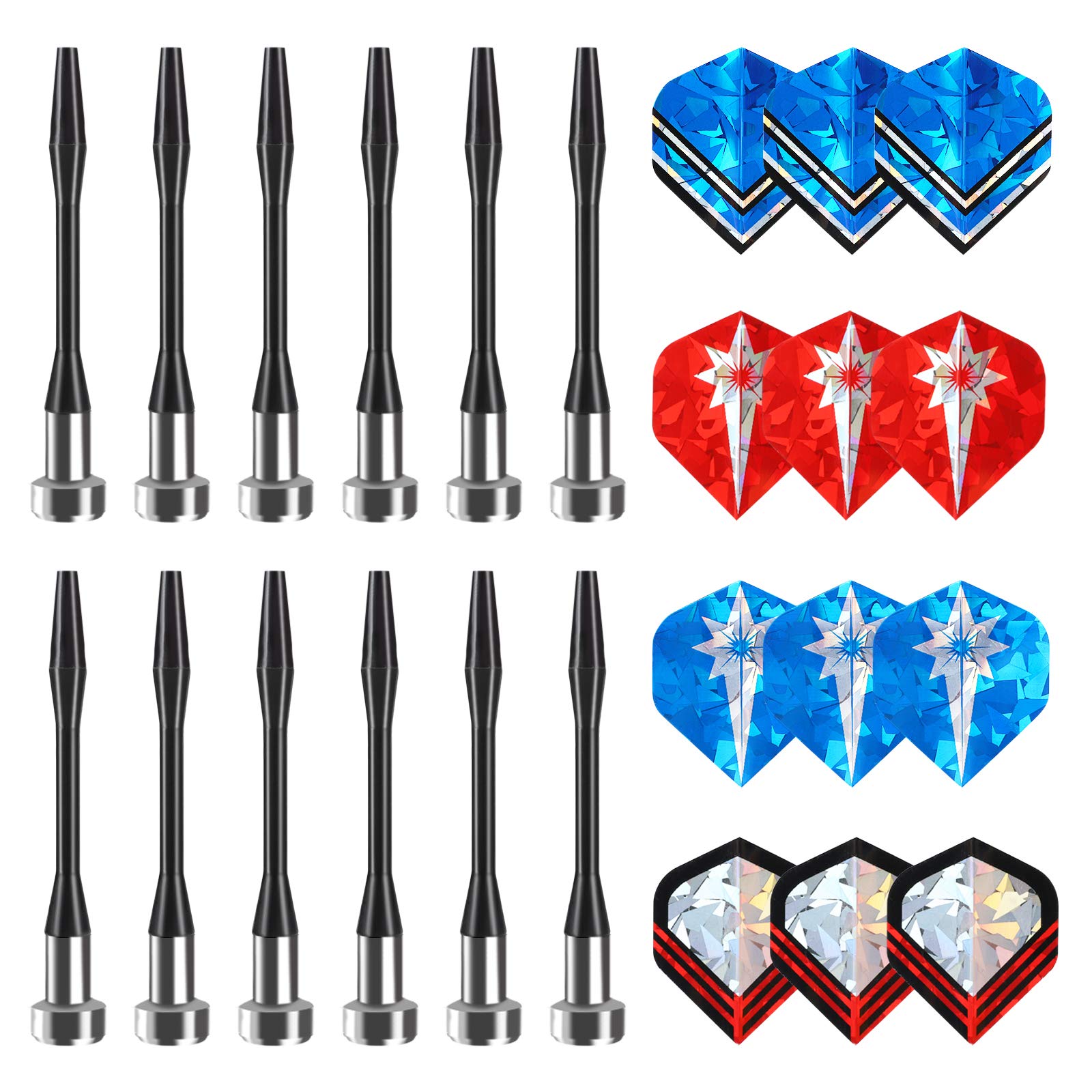 Accmor 12Pcs Magnetic Darts, Replacement Dart Game Safety Plastic Darts, Magnetic Darts For Dartboard