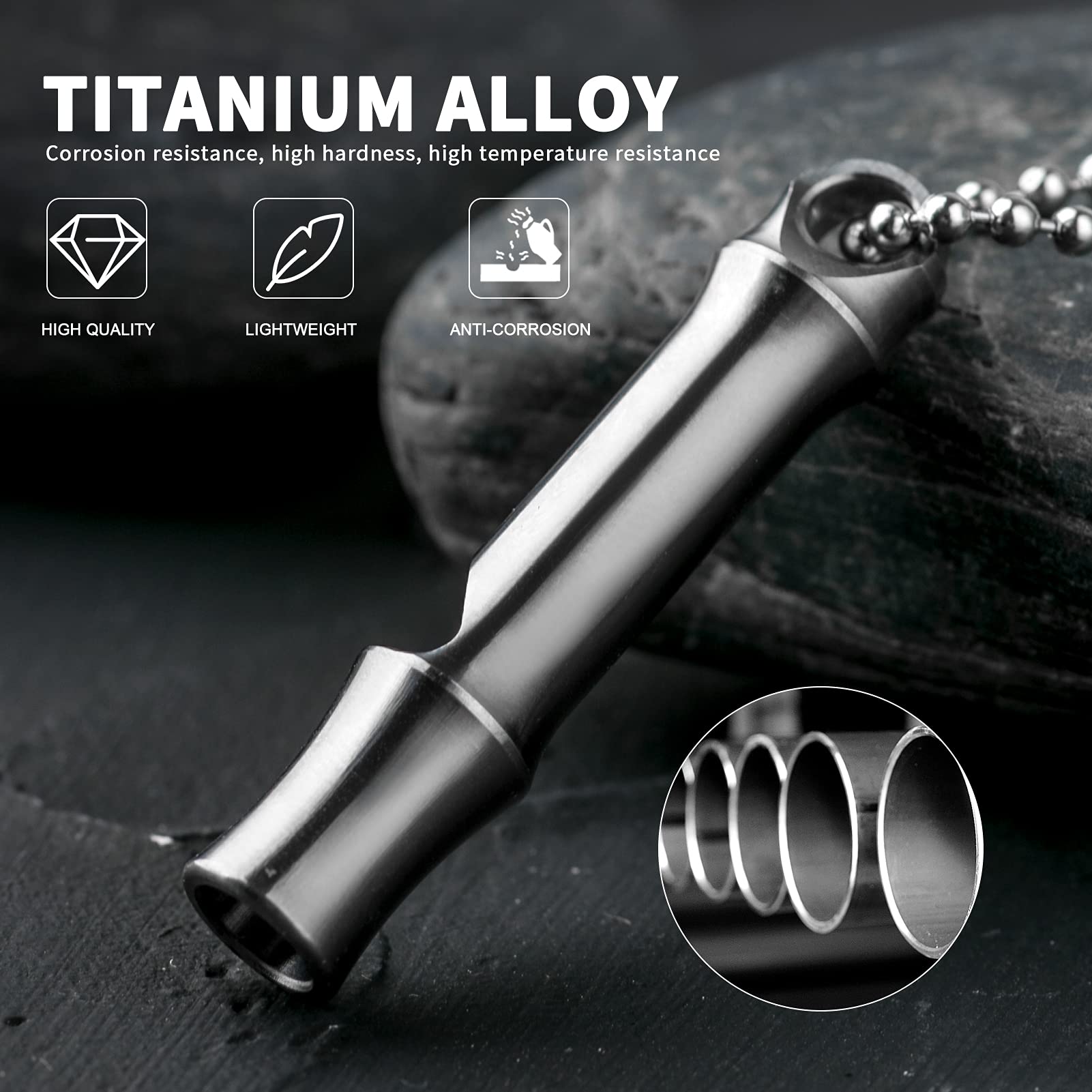 Tisur Titanium Emergency Keychain Necklace Whistle,Edc Safety Whistles For Women And Kids,Loud Up To 120Db, Survival Whistles Fo