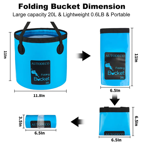 Autodeco 3 Pack Collapsible Bucket 5 Gallon Container Folding Water Bucket Portable Wash Basin For Outdoor Travelling Camping Fi
