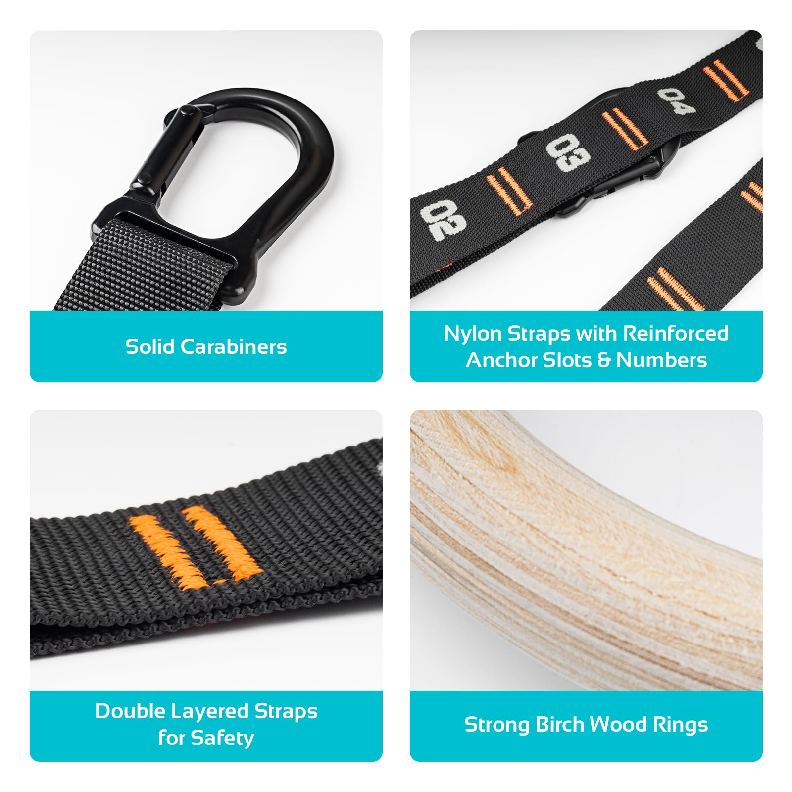 Vulken Wooden Gymnastic Rings With Adjustable Numbered Straps. 1.25'' Olympic Rings For Core Workout, Crossfit, Bodyweight Train