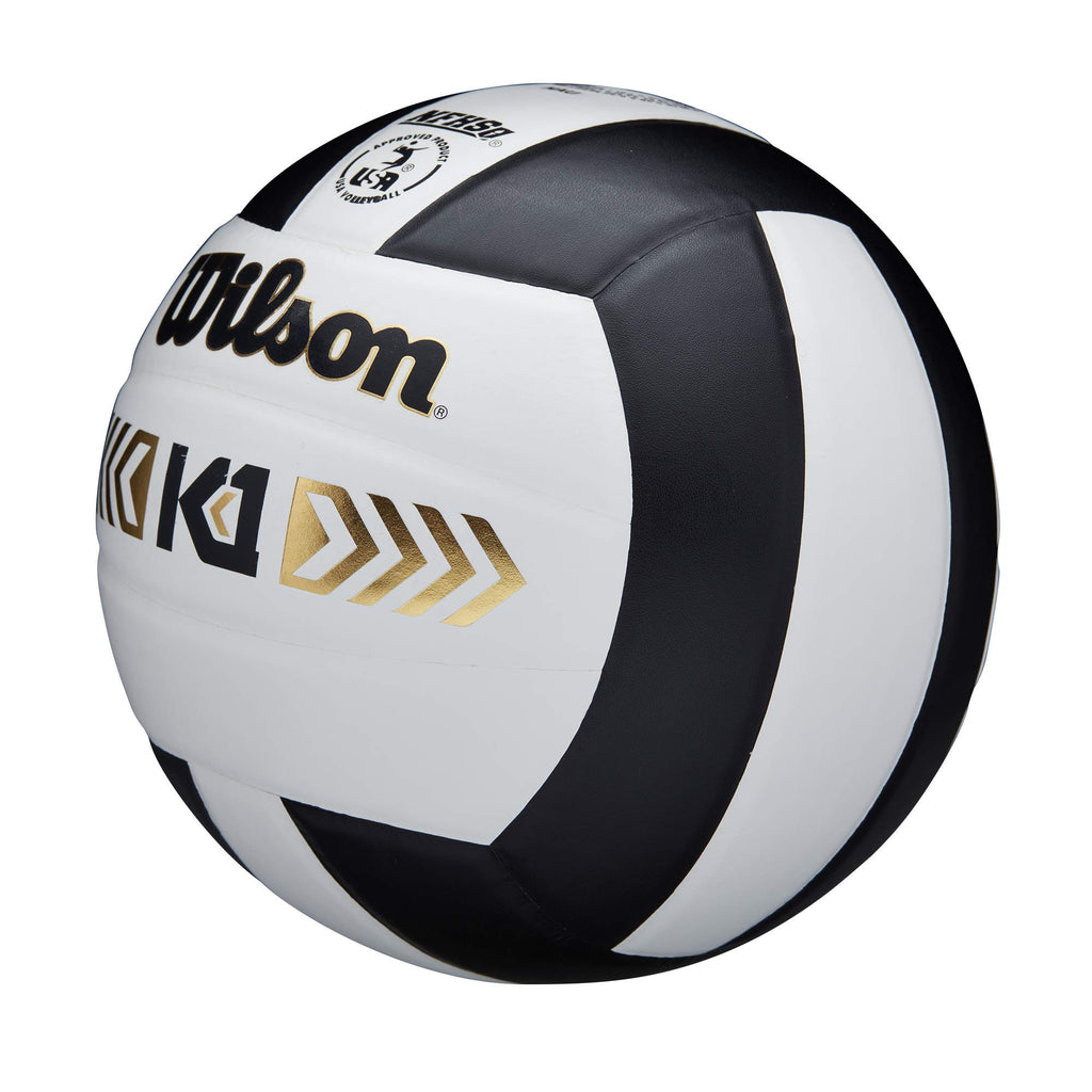 Wilson K1 Gold Indoor Game Volleyball - Official Size, Black/White