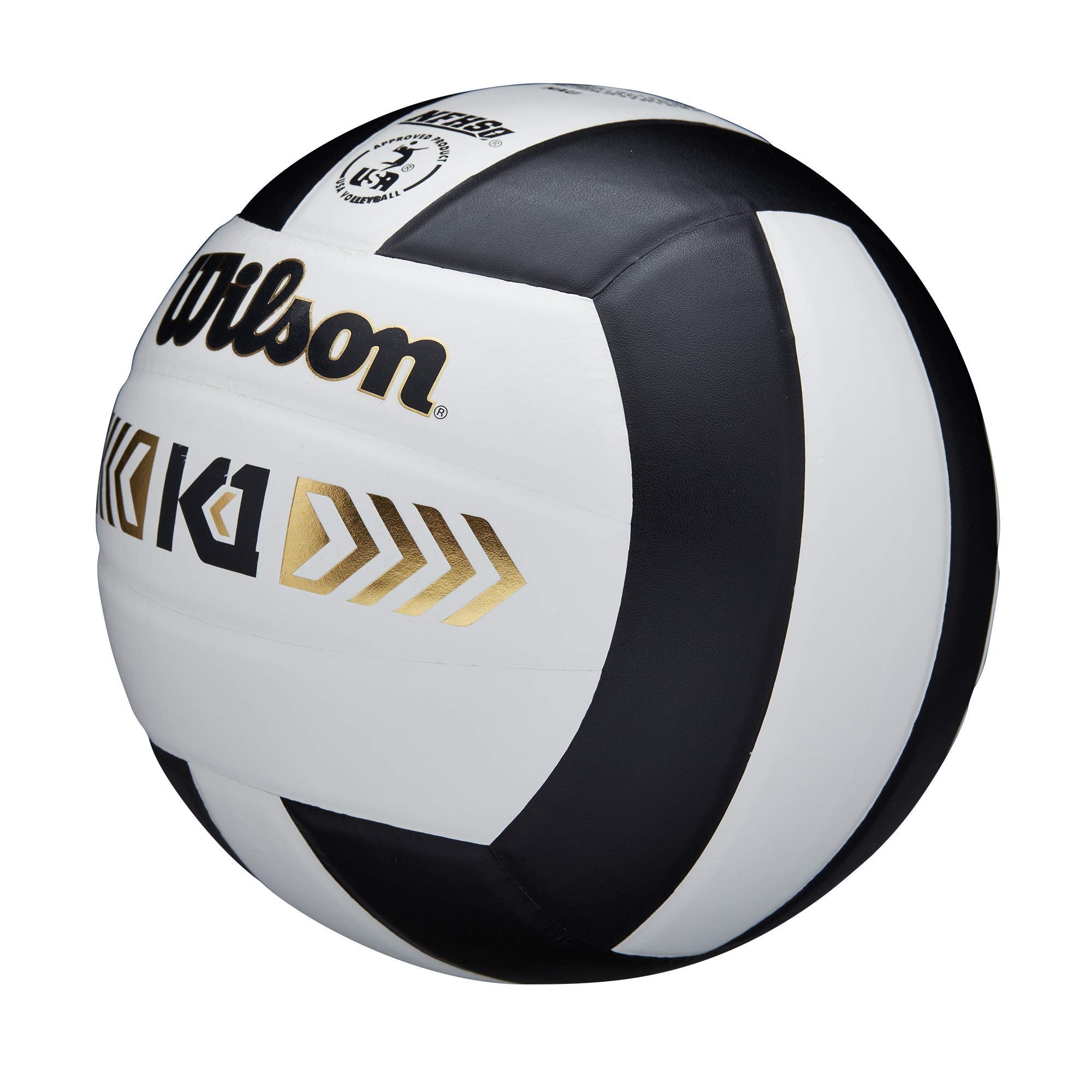 Wilson K1 Gold Indoor Game Volleyball - Official Size, Black/White
