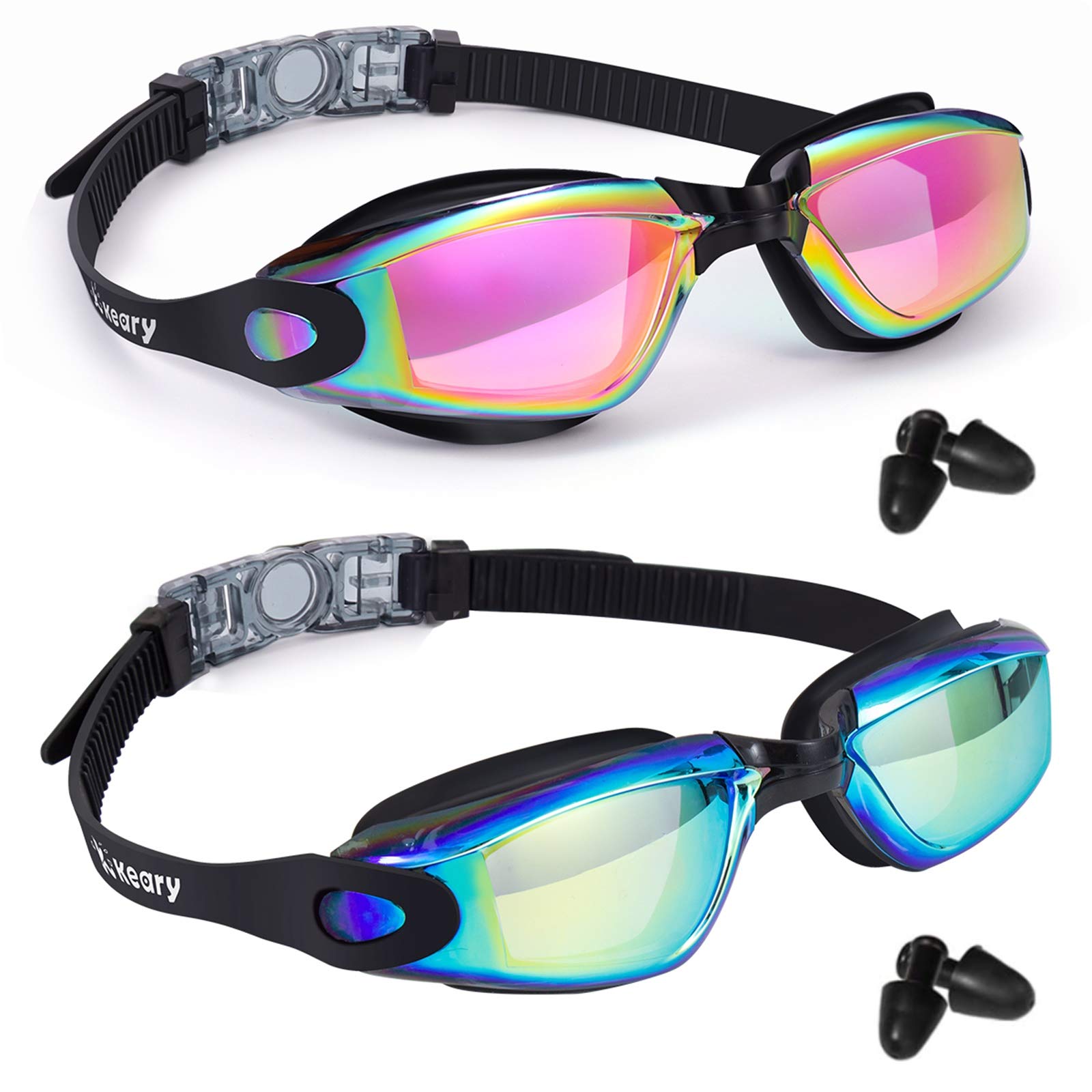 Keary Swim Goggles Pack Of 2 Anti-Fog Swimming Goggles For Adults Women Men Youth Junior, No Leaking Uv Protection Waterproof Mi