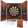 Yirinatek Sisal Dart Board Cabinet Sets, Decorative Dart Boards for Adults [6*Steel Darts] - Wooden Dartboard Cabinet with Integ