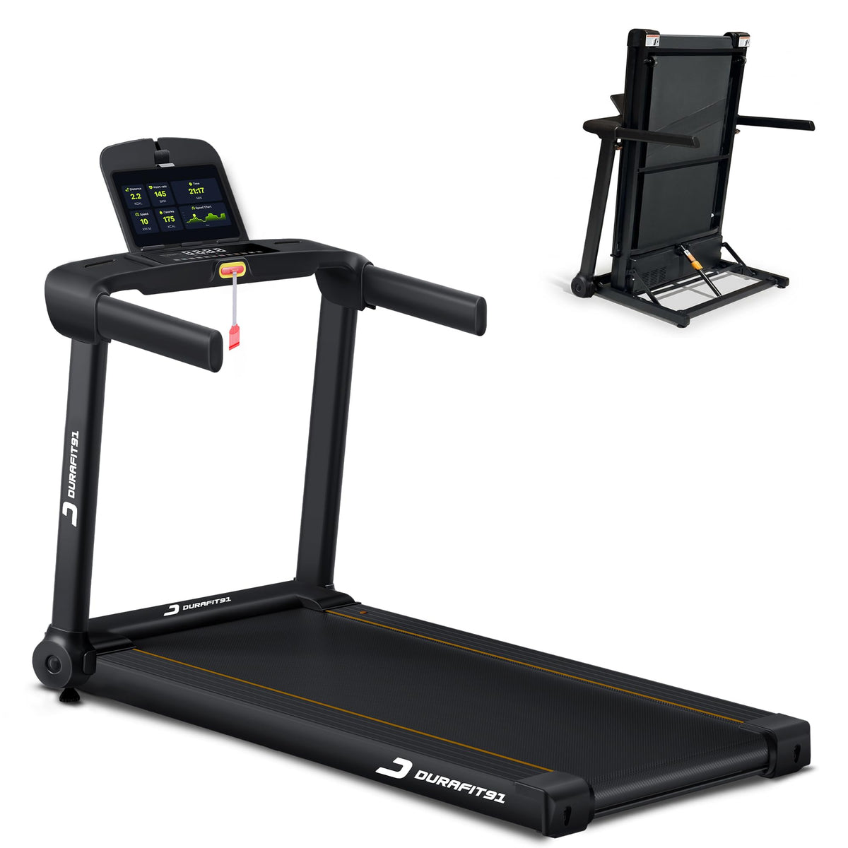 Durafit91 Racer 5 Hp Peak Bldc Motorized Treadmill | 120 Kg User Weight| 16 Km/Hr Max Speed| Hydraulic Foldable| Bluetooth Speak