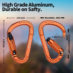 Fvw 5 Pieces Heavy Duty Climbing Carabiners, 25Kn Auto Locking Rock Climbing Carabiners Clips For Hammocks, Swing, Locking Dog L