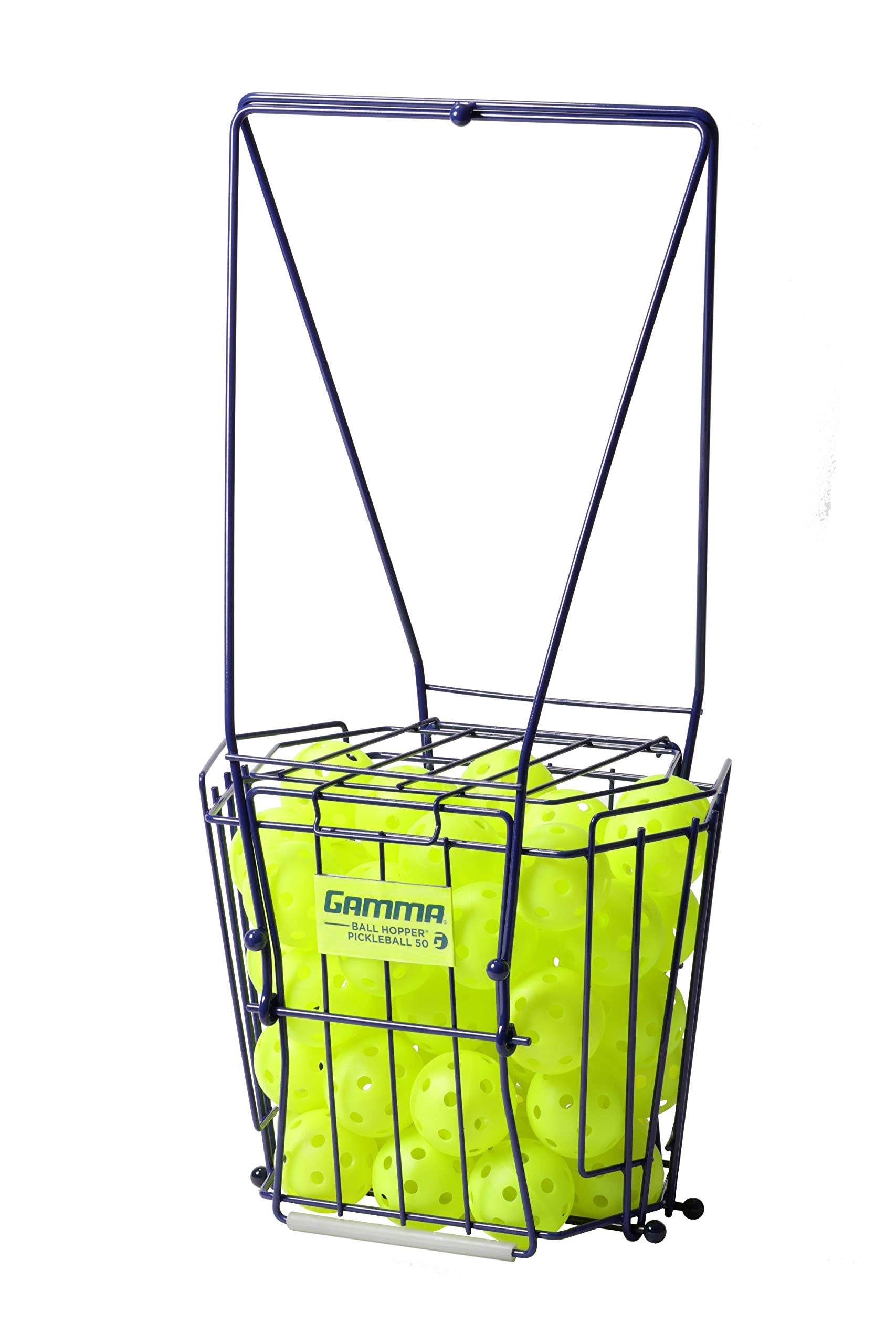 Gamma Sports Pickleball Ballhopper Caddy With Lid, Steel Durable Basket For Indoor/Outdoor Use, Holds 50 Balls, Blue