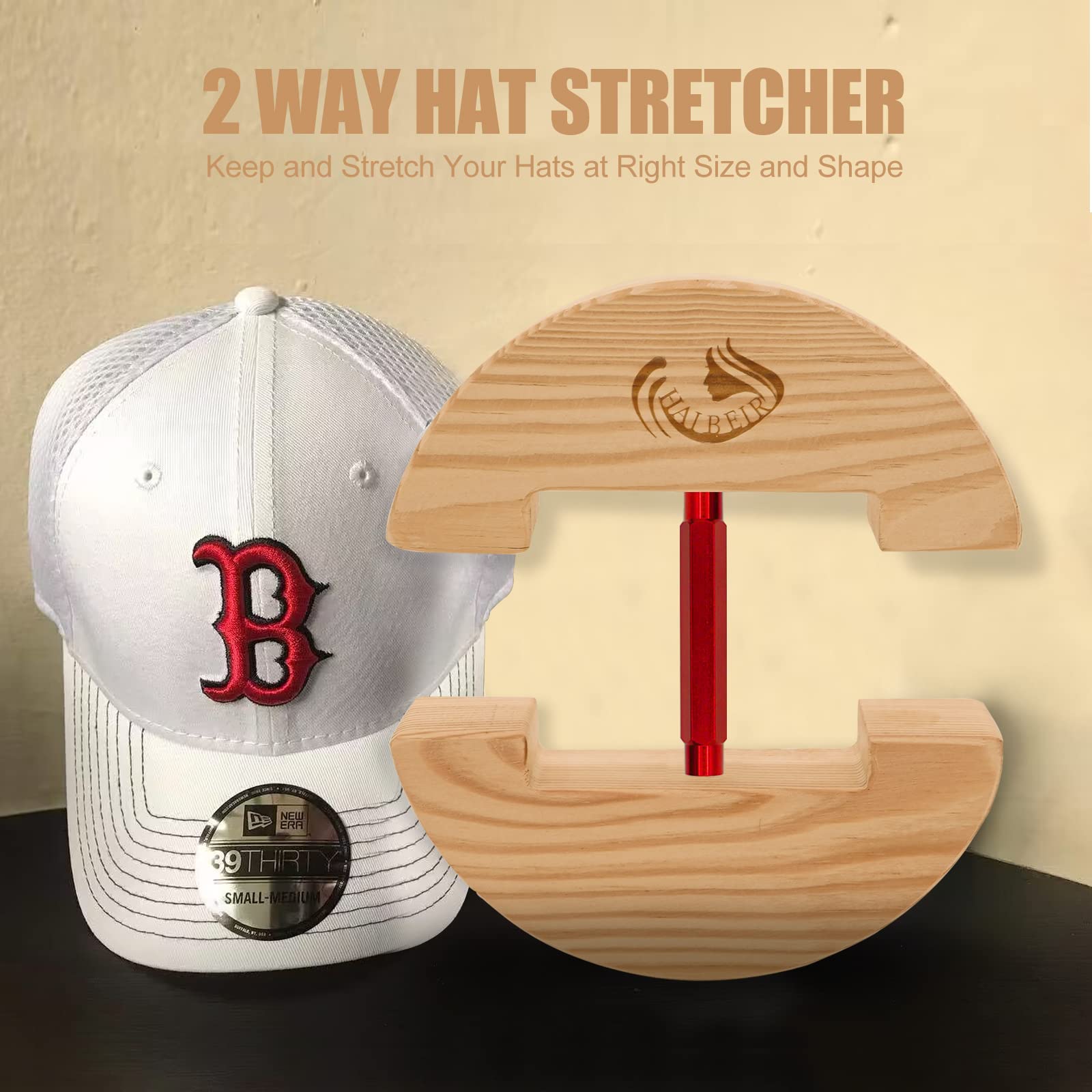 Haibeir Hat Stretcher - Heavy Duty - One Size Fits All Hat & Three Colors Adjust From 6 11/16 To 8 7/8 (Red)
