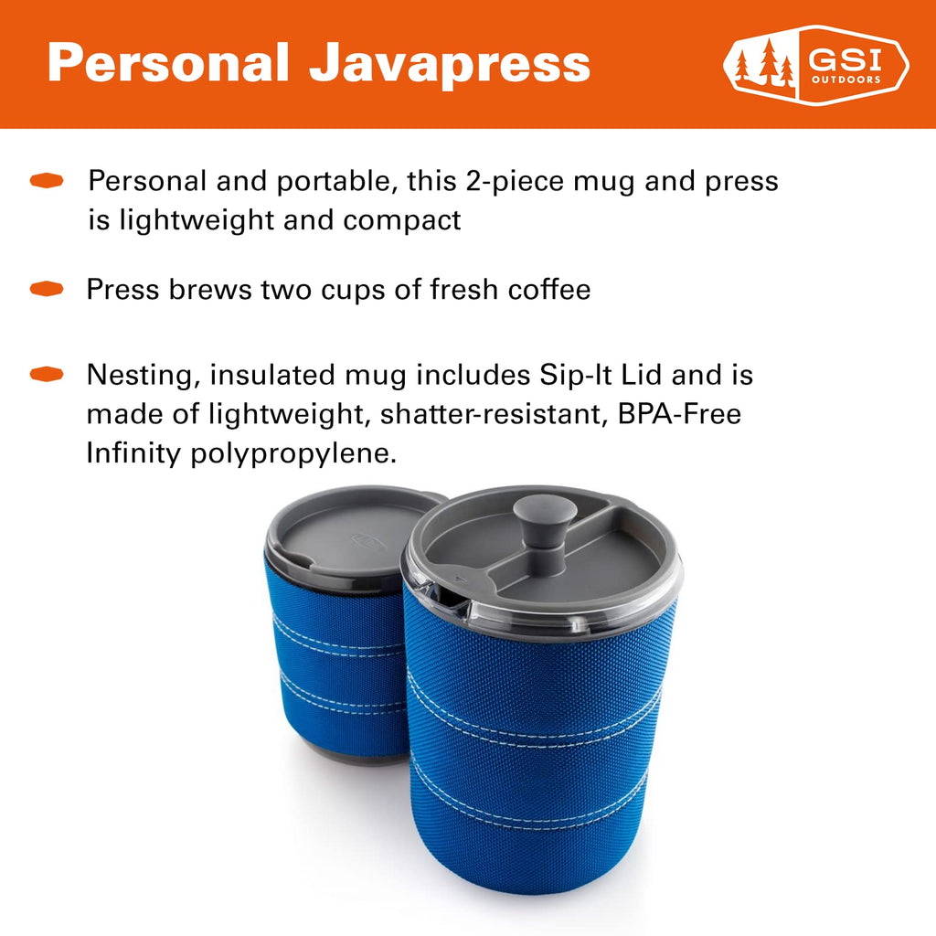 Gsi Outdoors Personal 20 Fl. Oz. Javapress I Insulated French Press Travel Coffee Mug For Camp Coffee And Tea