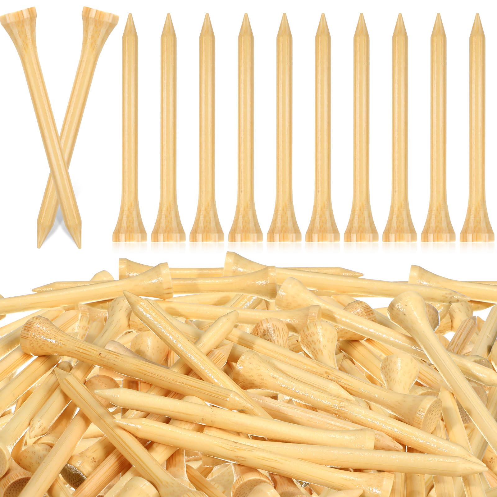 Mudder 600 Pack Golf Tees Bulk Wooden Bamboo Golf Tees Multicolor Wood for Men Balls Accessories (3-1/4 Inch,Wood Color)