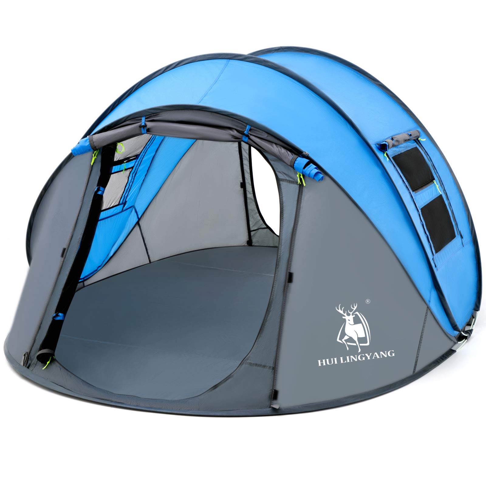 4 Person Easy Pop Up Tent, 9.5X6.6X52'',Waterproof Automatic Setup Tent, 2 Doors-Instant Family Tents For Camping, Hiking & Trav