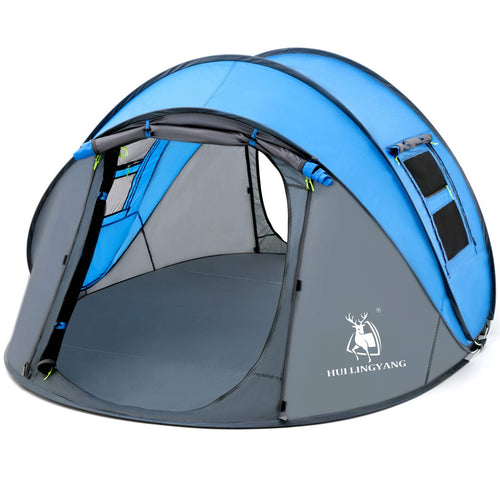 4 Person Easy Pop Up Tent, 9.5X6.6X52'',Waterproof Automatic Setup Tent, 2 Doors-Instant Family Tents For Camping, Hiking & Trav