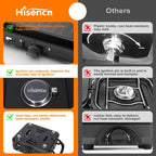 Hisencn 2 Burner Foldable Camping Stove With Griddle,Portable Propane Camp Stove, 20000 Btu Propane Stove, Outdoor Gas Stove Wit