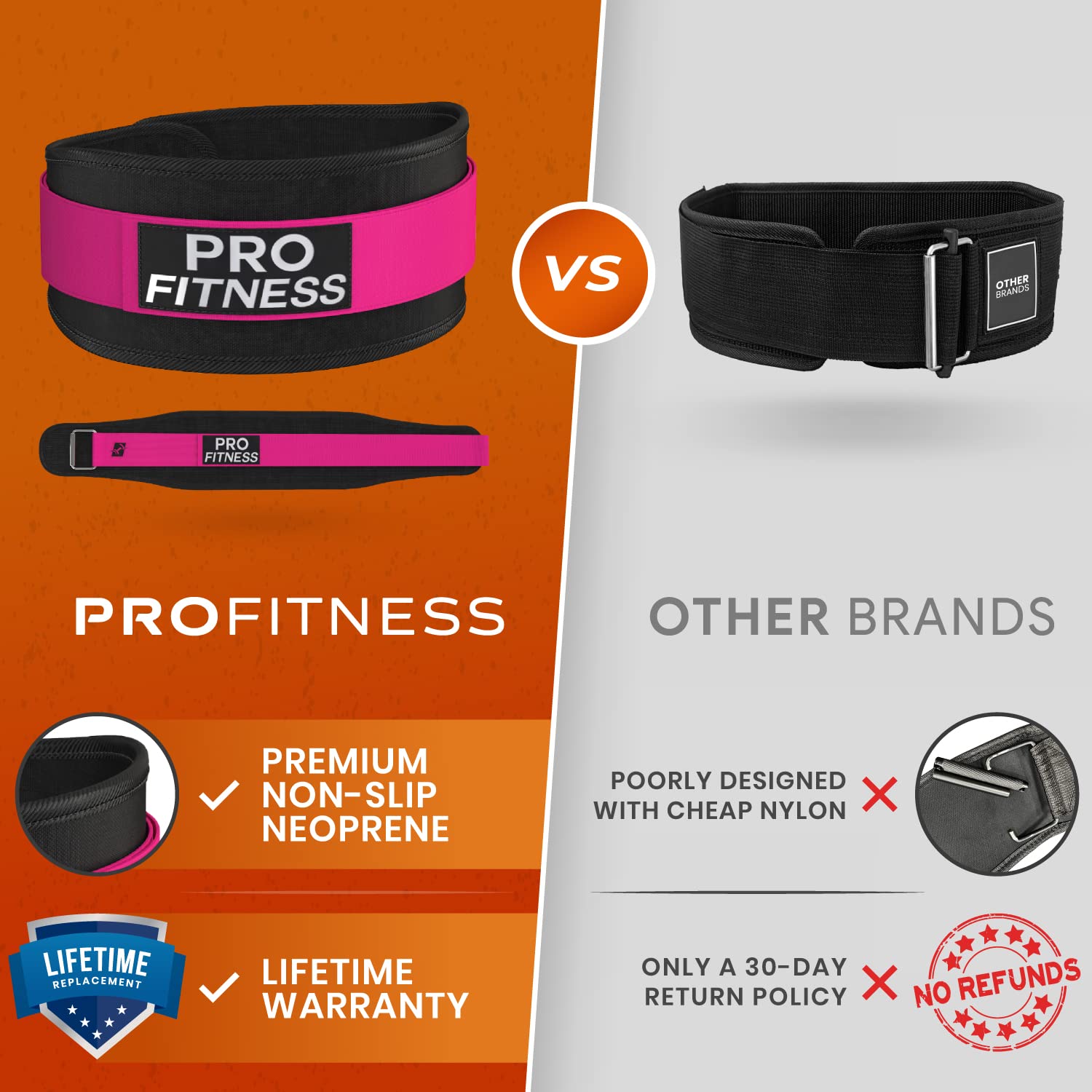 Weight Lifting Belt 3 (X-Large, Black/Pink)