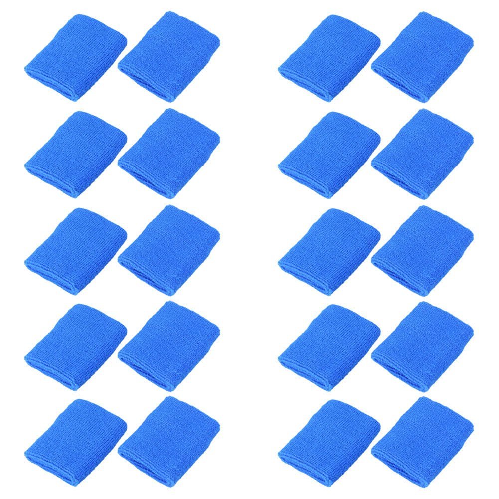 Mallofusa 10 Pack Colorful Sports Basketball Football Absorbent Wristband Sweatbands Party Outdoor Activity (Dark Blue)