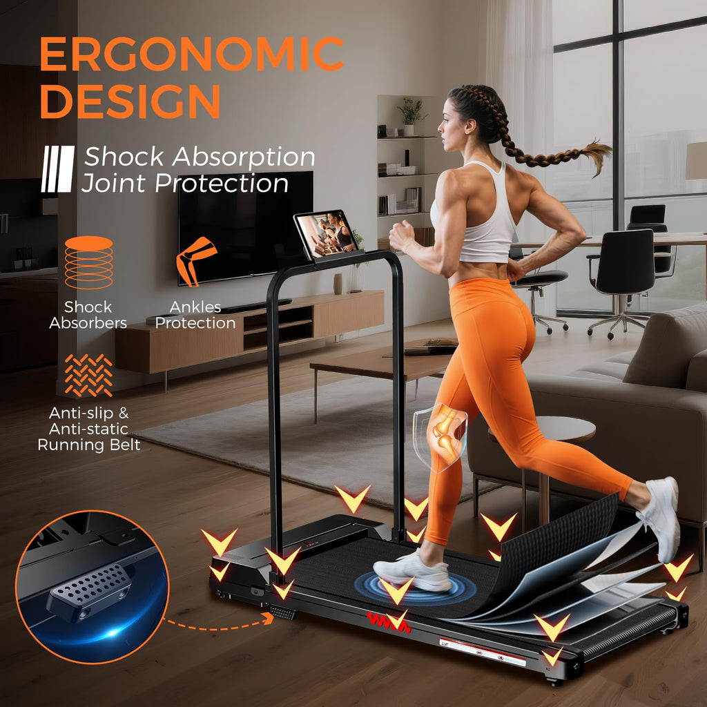 Futureglide Walking Pad Treadmill, 3.0 Hp Under Desk Treadmill, 3 In 1 Foldable Treadmills For Home, Walking Pad With Handle Bar