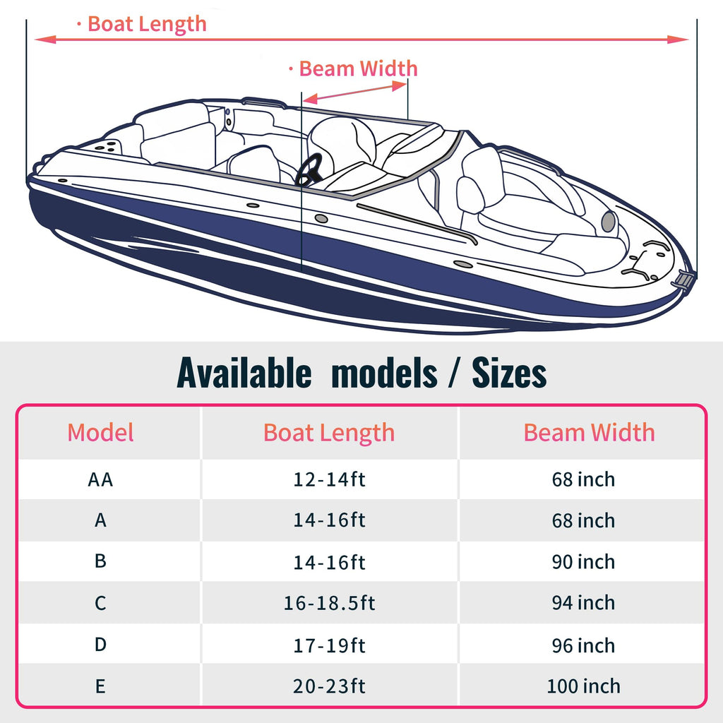 Nexcover Trailerable Boat Cover, Length: 17'-19' Beam Width: Up To 96'', Waterproof Heavy Duty Cover, Fits V-Hull, Tri-Hull, Run
