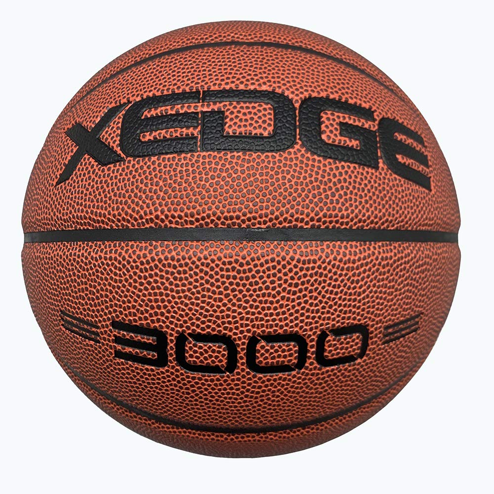 Xedge Basketball Size 5/6/7 Composite Leather Street Basketball Indoor Outdoor Game Ball With Needle,Pump And Carry Bag (Red-300