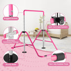 Dobests Foldable Gymnastics Bars For Home Gymnastic Equipment For Kids Adjustable Junior Training Bars For 3-7 Years Old Childre