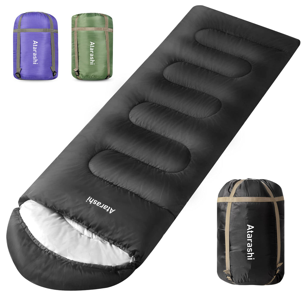 Atarashi Wide Size Camping Sleeping Bag- 4 Seasons For Adults, Light, Warm, Extra-Large With Compression Sack- Great For Hiking,