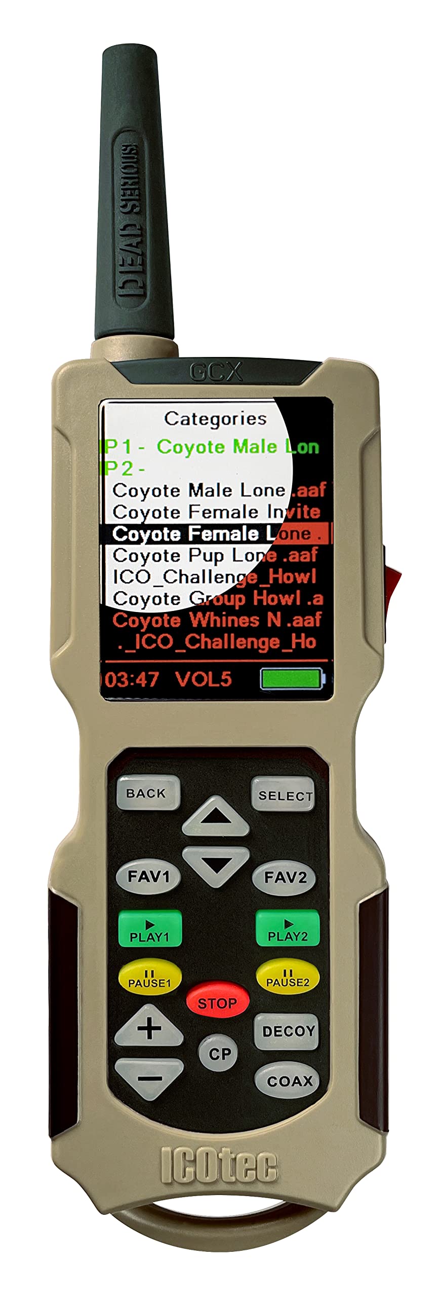 Icotec Outlaw+ Electronic Predator Call - 300 Yard Remote - Perfect For Coyote, Fox And Hog Hunting