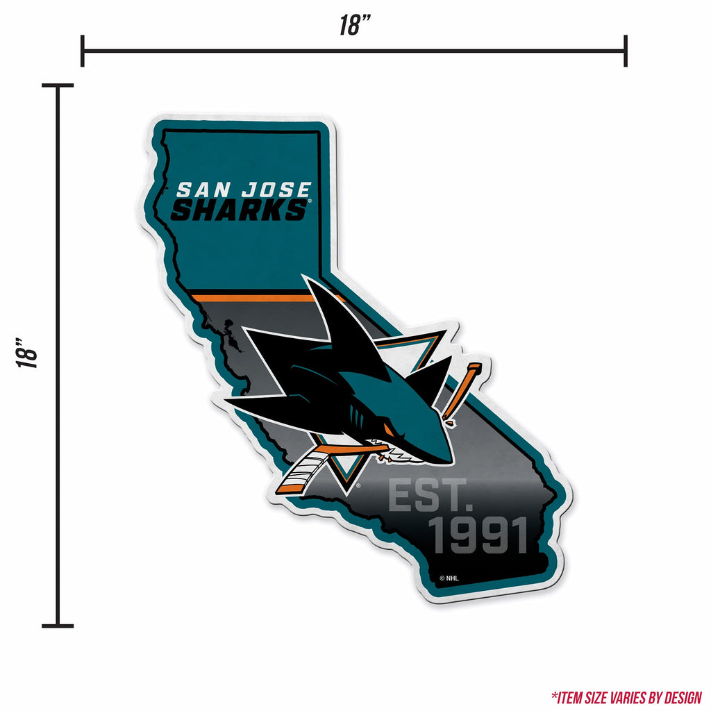 Rico Industries Nhl San Jose Sharks State Shape Shape Cut Pennant - Home And Living Room D  Cor - Soft Felt Ez To Hang 18X0.10X1