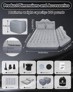 Umbrauto Truck Air Mattress Back Seat| Inflatable Car Camping Mattress Bed For Back Seat, Suv Blow Up Rear Seat Sleeping Airbed