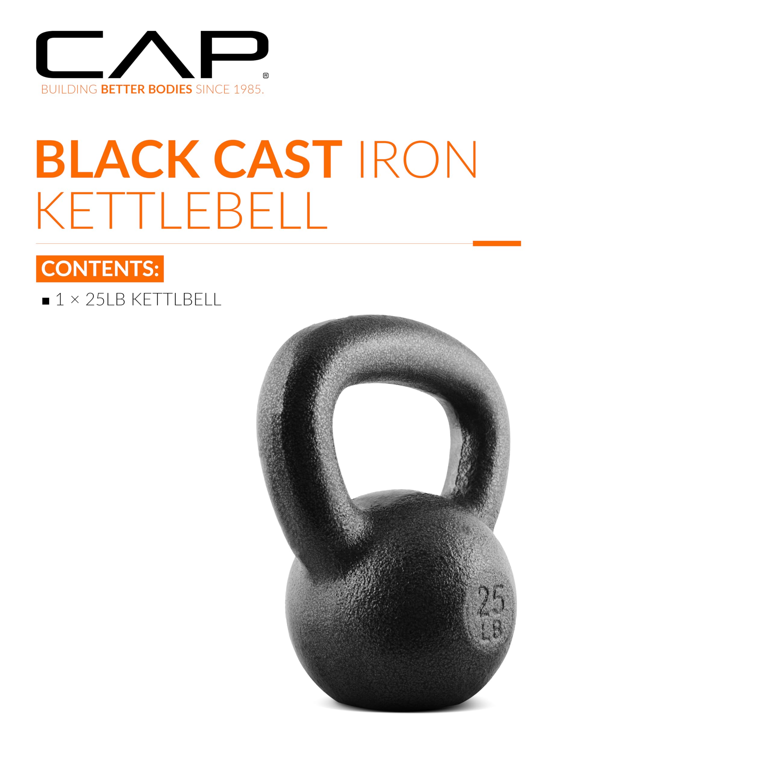 Cap Barbell Black Cast Iron Kettlebell | 25 Pounds