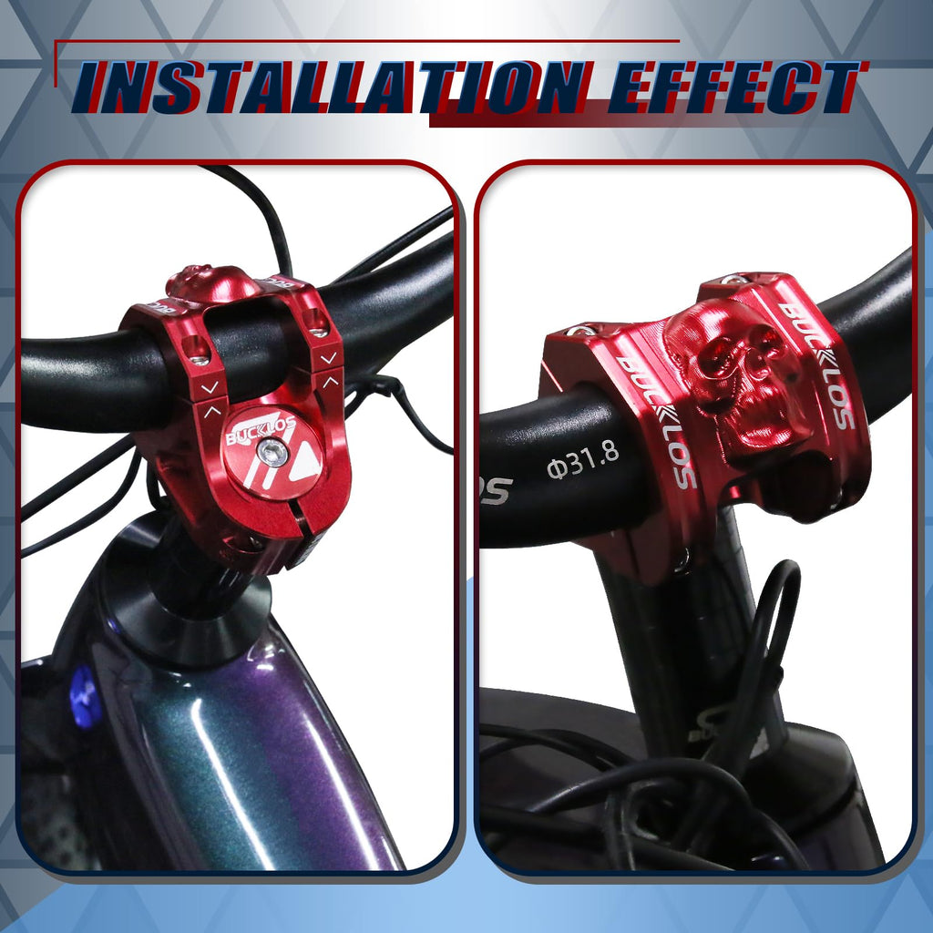 Bucklos Skull 31.8Mm Mtb Stem 35Mm Mountain Bike Handlebars Short Stems, 1 1/8 Ultra-Light Hollow Cnc Aluminum Alloy Riser Bicyc
