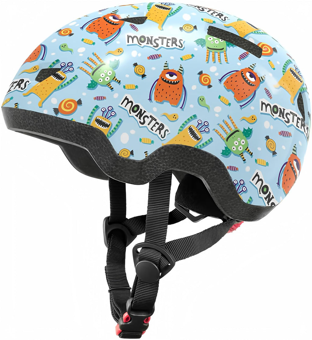 Toddler Bike Helmet For Boys And Girls, Adjustable Kids Helmets From Infant/Baby To Children, 1/2/3/4/5/6/7/8 Years Old-Blue Mon