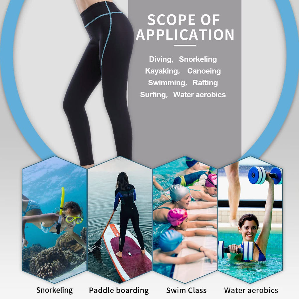 Goldfin Womens Wetsuit Pants, 2Mm Neoprene Pants Keep Warm For Diving Swimming Surfing Kayaking Boating (Blue, Xs)