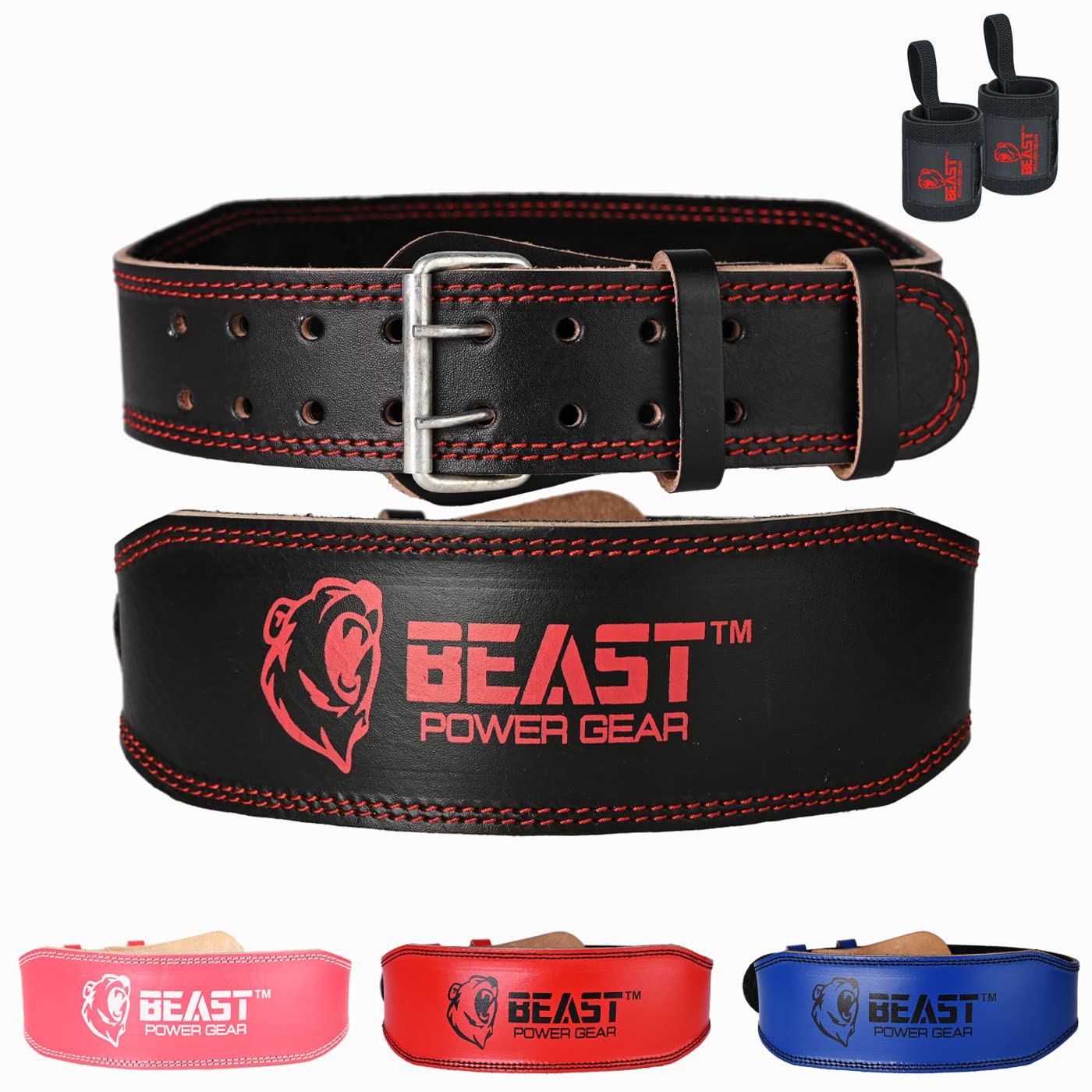 Weight Lifting Belt - 4    Genuine Leather Belts Padded Lower Back Support for Gym Bodybuilding Squat Deadlift Weightlifting Cro