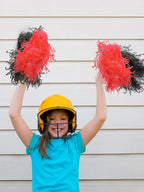 Pangda 12 Pack Cheerleading Pom Poms Sports Dance Cheer Plastic Pom Pom For Sports Team Spirit Cheering (Red And Black)