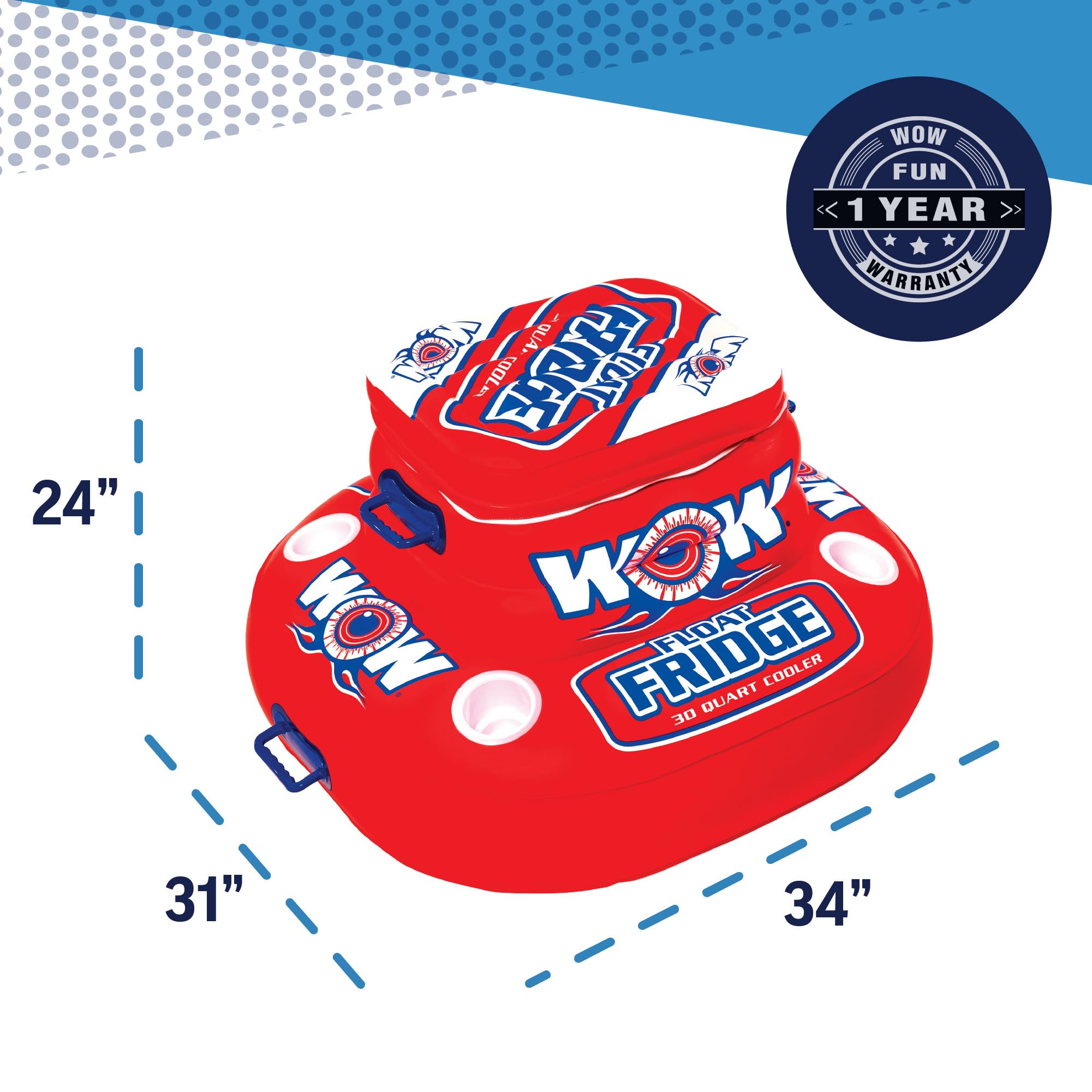 Wow World Of Watersports Float Fridge 30 Can Capacity Inflatable Cooler, 11-2000