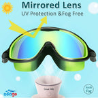 Seago Swim Goggles 2 Pack Anti-Fog Anti-Uv Wide View Uv Protection, Adjustable Swimming Goggles For Kids 3-15, Light Blue & Blac