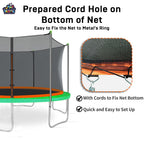 14Ft Trampoline Net Replacement With 6 Enclosure Pole Caps, Trampoline Replacement Enclosure Net Round Safty Uv-Resistant Weathe
