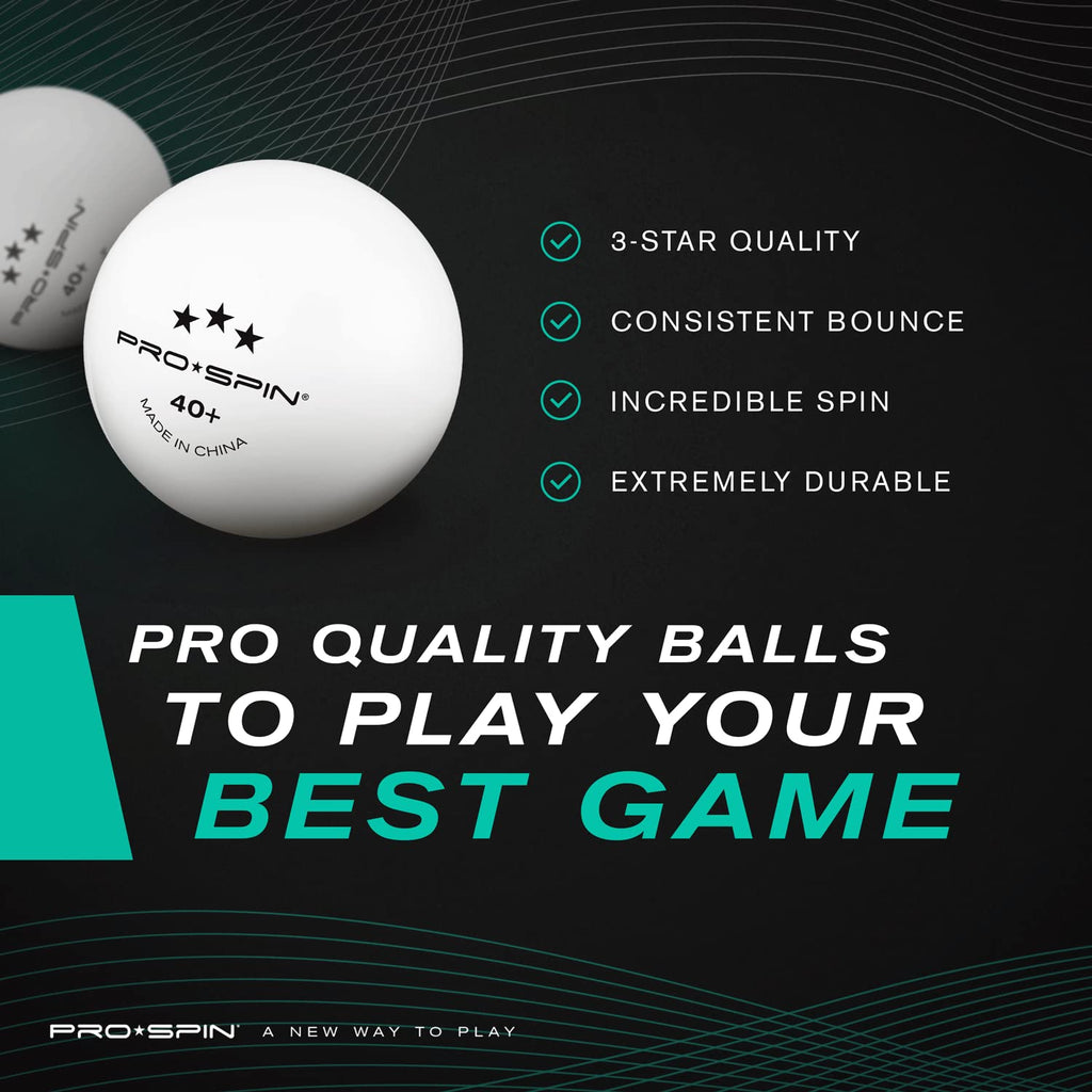 Pro Spin Ping Pong Balls - White 3-Star 40+ Table Tennis Balls (Pack Of 12) | High-Performance Abs Training Balls | Ultimate Dur