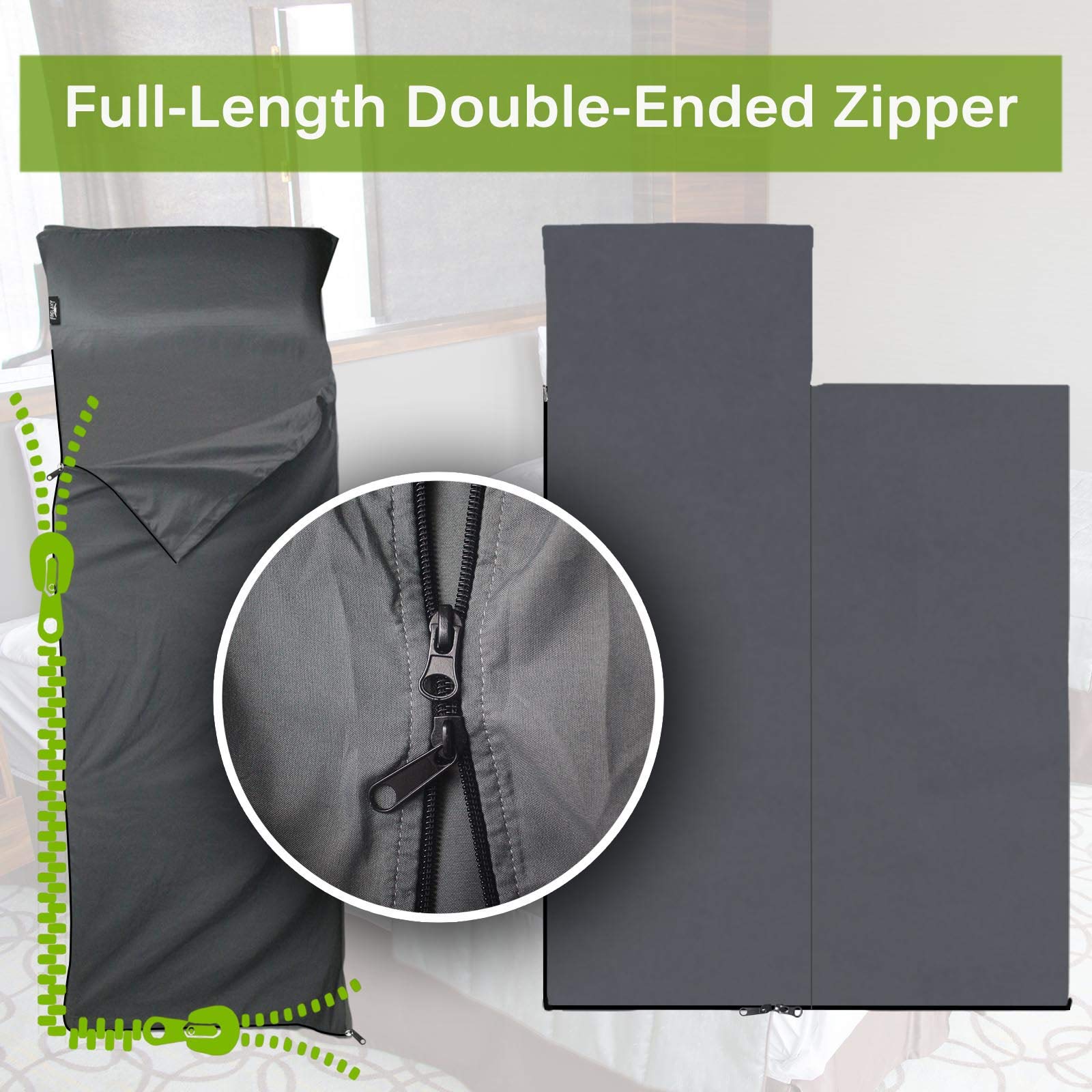 Frelaxy Sleeping Bag Liner, Xl Travel Sheet & Camping Sheet For Backpacking, Hotel, Hostels & Traveling, Comfy & Easy Care, Full